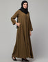 Modest Light Brown Front open with Zip Daily wear Basic Abaya Back View